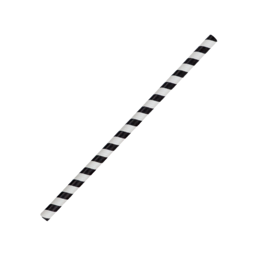 Black Stripe Jumbo Smoothie Paper Straw - Pack of 250