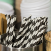 Black Stripe Paper Cocktail Straw - Pack of 250