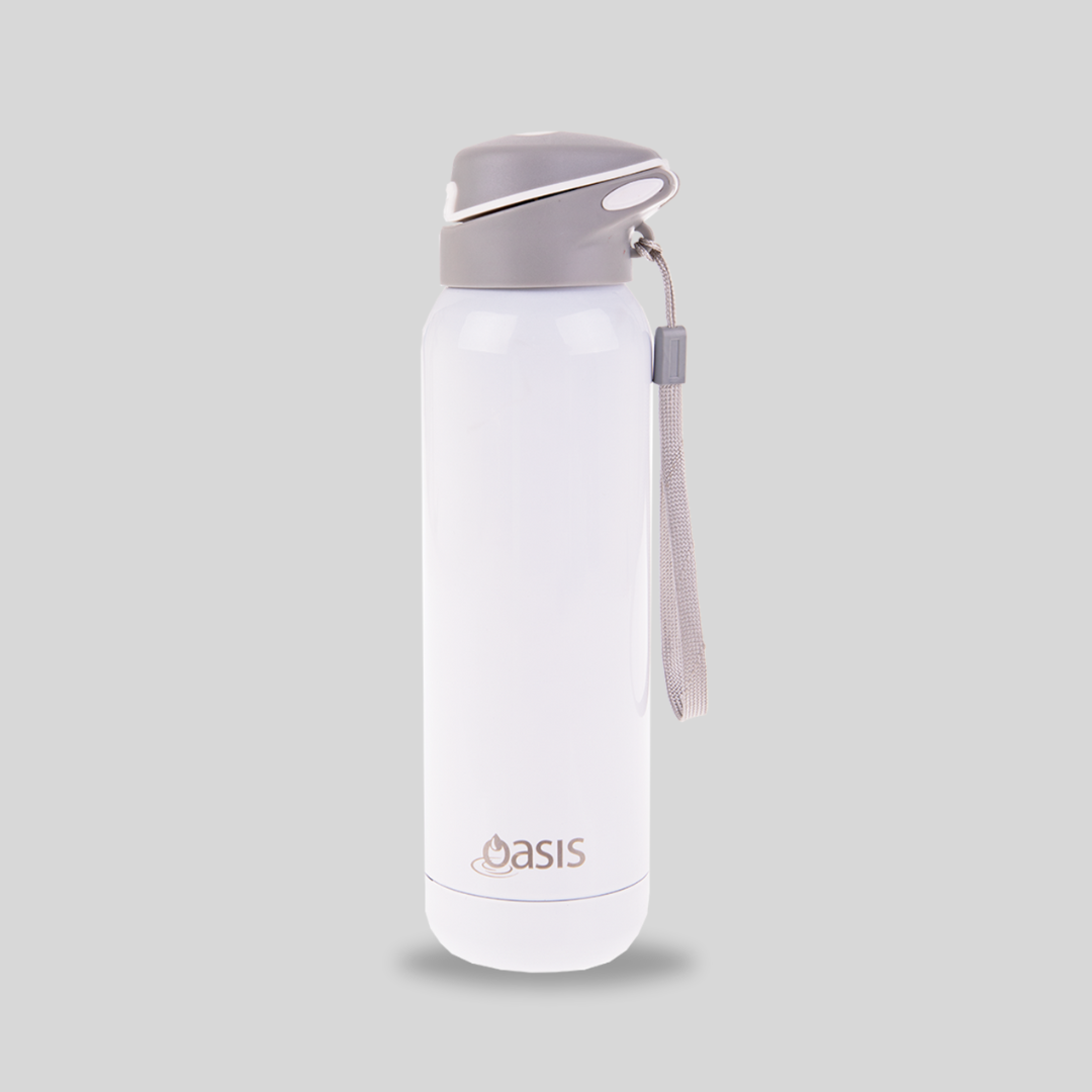 Insulated Sports Bottle With Straw White 500ml