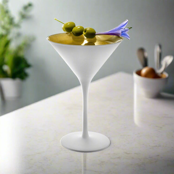 Stolzle Olympic Martini Glasses White & Gold 240ml - Set of 6 Stemware Stolzle 